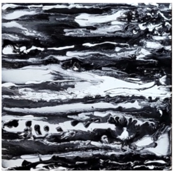 Black and White Abstract Design 12 x 12 Inches Canvas Painting - Picture 3 of 4